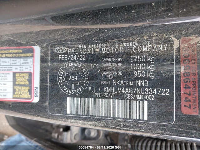 Aukcja sprzedaży 2022 Hyundai Elantra Sel, vin: KMHLM4AG7NU334722, numer aukcji: 30084764
