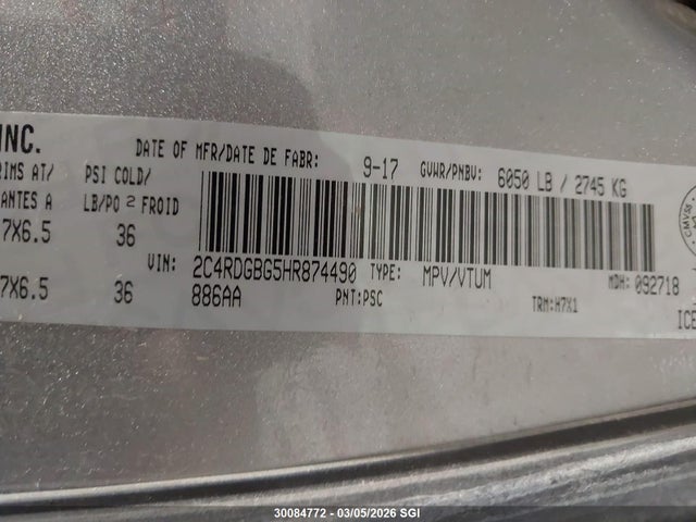 2C4RDGBG5HR874490 Dodge Grand Caravan Se