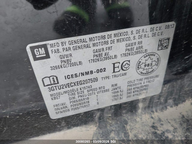 3GTU2VECXEG207509 GMC Sierra K1500 Slt