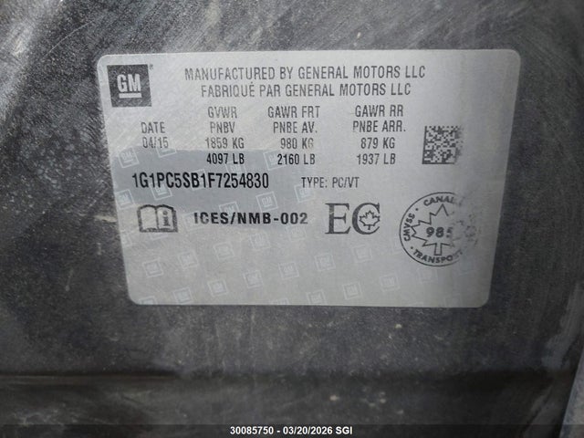 1G1PC5SB1F7254830 Chevrolet CRUZE LT