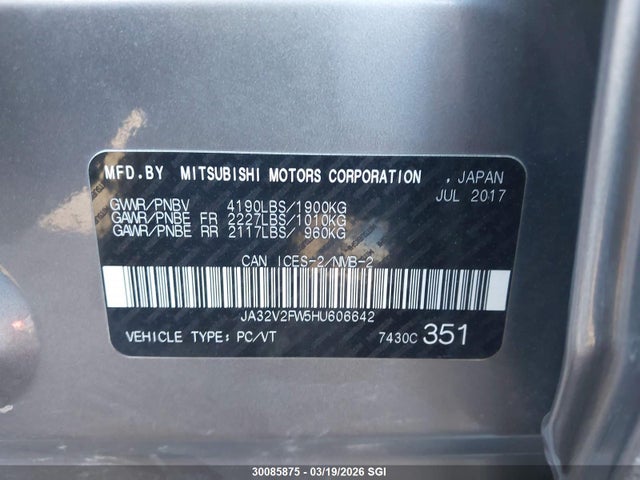 JA32V2FW5HU606642 Mitsubishi Lancer Es/se/sel