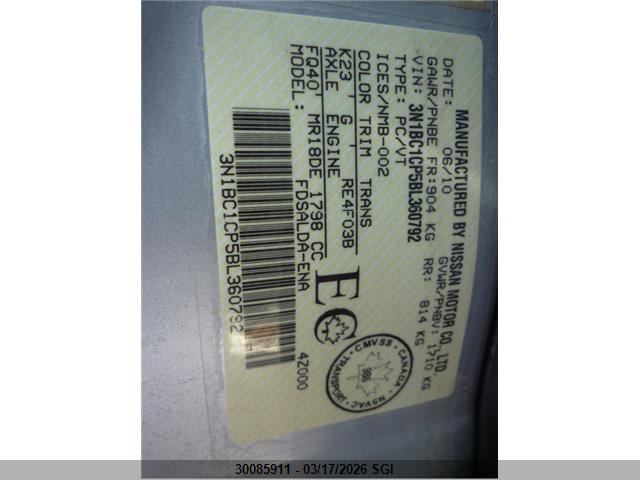 Aukcja sprzedaży 2011 Nissan Versa S/sl, vin: 3N1BC1CP5BL360792, numer aukcji: 30085911