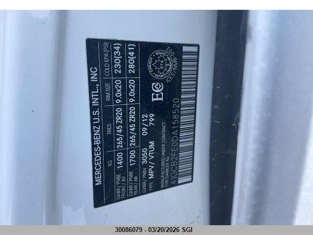 Aukcja sprzedaży 2013 Mercedes-benz R 350 Bluetec, vin: 4JGCB2FE0DA158520, numer aukcji: 30086079