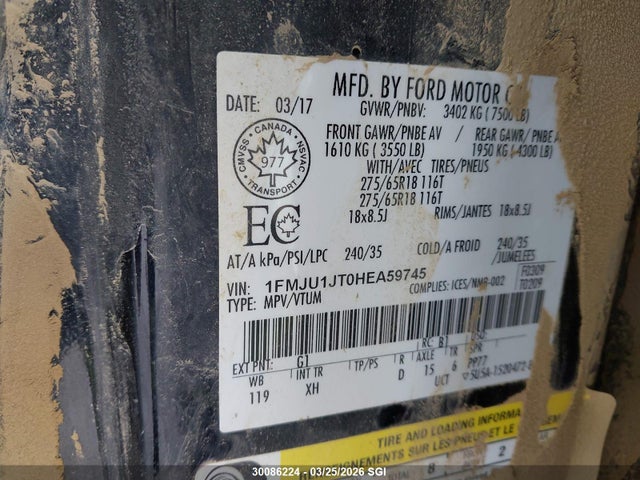 1FMJU1JT0HEA59745 Ford Expedition Xlt/king Ranch