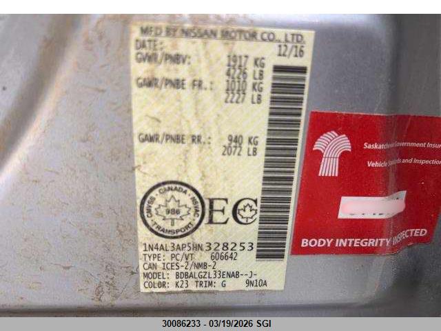 1N4AL3AP5HN328253 Nissan Altima 2.5/s/sv/sl/sr
