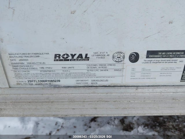 Продажа на аукционе авто 2024 Royal Cargo Lctht35-716-86, vin: 2SFFL3366R1085239, номер лота: 30086343
