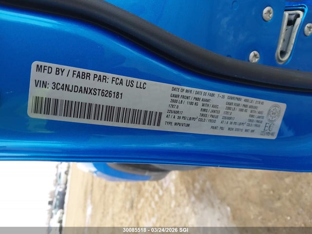 30085518 :رقم المزاد ، 3C4NJDANXST626181 vin ، 2025 Jeep Compass Sport مزاد بيع