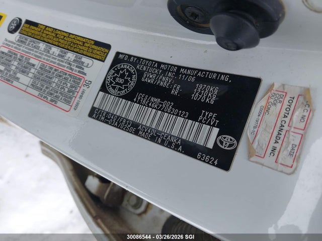 Aukcja sprzedaży 2007 Toyota Camry Ce/le/xle/se, vin: 4T1BE46K77U630123, numer aukcji: 30086544