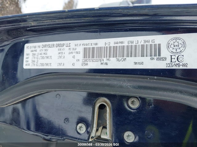 Aukcja sprzedaży 2012 Dodge Ram 1500 Slt, vin: 1C6RD7GT6CS337874, numer aukcji: 30086568