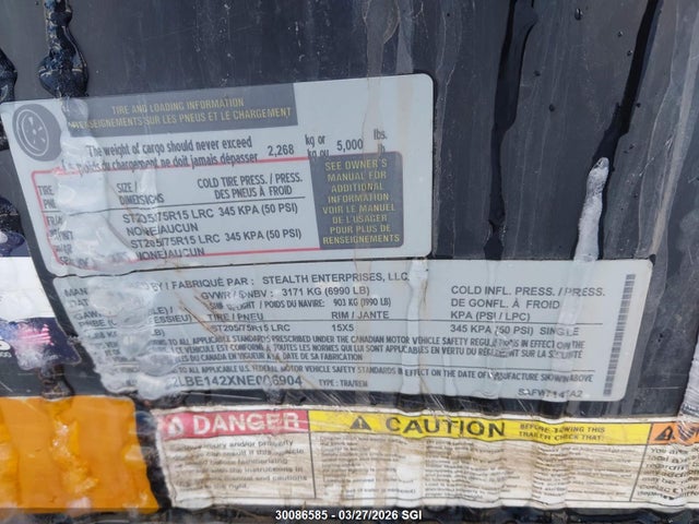 52LBE142XNE086904 Stealth Trailers Nomad