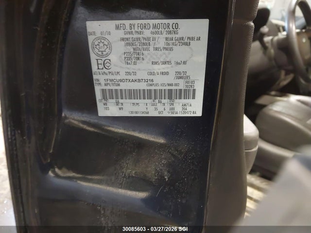 Aukcja sprzedaży 2010 Ford Escape Xlt, vin: 1FMCU9D7XAKB73216, numer aukcji: 30085603
