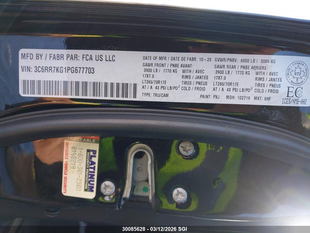 Aukcja sprzedaży 2023 Ram 1500 Classic Tradesman, vin: 3C6RR7KG1PG677703, numer aukcji: 30085628