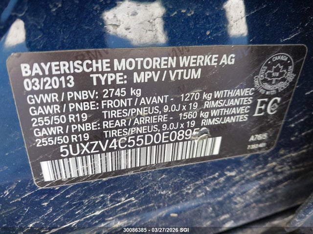 Aukcja sprzedaży 2013 Bmw X5 Xdrive35i, vin: 5UXZV4C55D0E08959, numer aukcji: 30086385