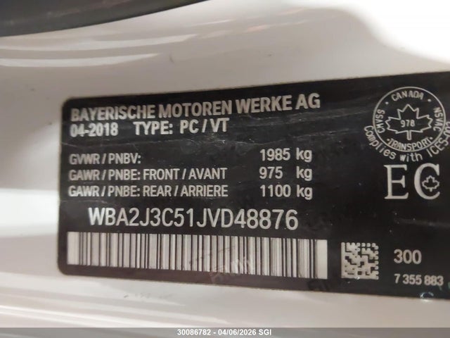 2018 Bmw 230xi მანქანა იყიდება აუქციონზე, vin: WBA2J3C51JVD48876, აუქციონის ნომერი: 30086782