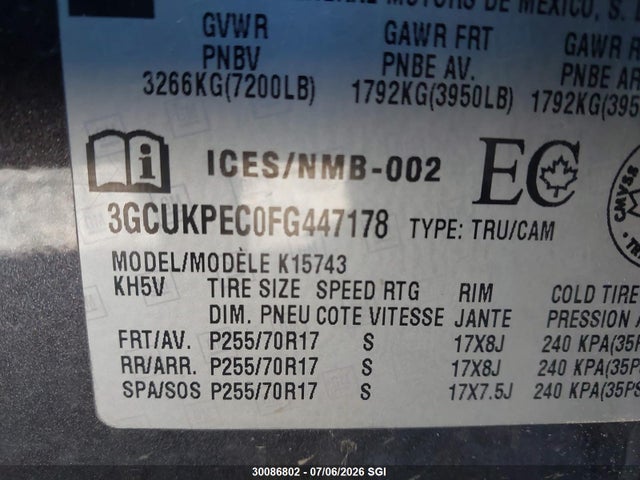 Chevrolet Silverado K1500 2015 3GCUKPEC0FG447178 Image 9
