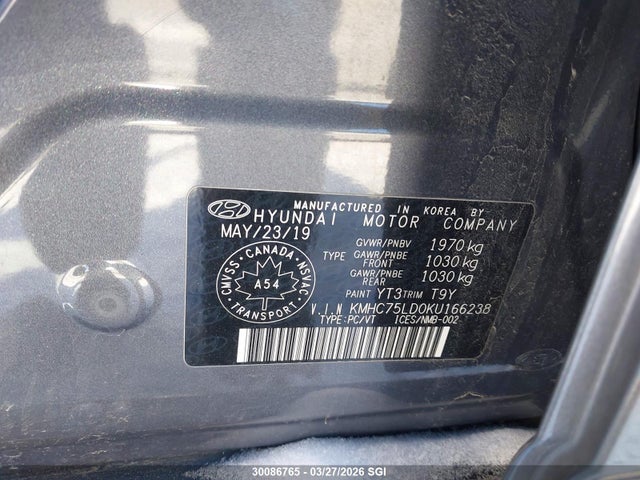 KMHC75LD0KU166238 Hyundai Ioniq Limited
