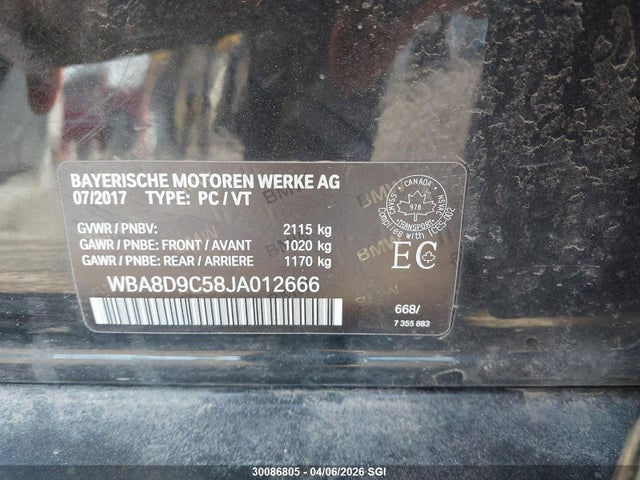 30086805 :رقم المزاد ، WBA8D9C58JA012666 vin ، 2018 Bmw 330 Xi مزاد بيع