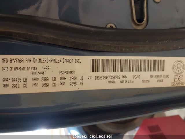 Aukcja sprzedaży 2007 Dodge Caliber Sxt, vin: 1B3HB48B97D238735, numer aukcji: 30067162