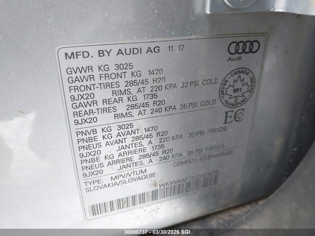 WA1WAAF73JD023679 Audi Q7 Technik S-line