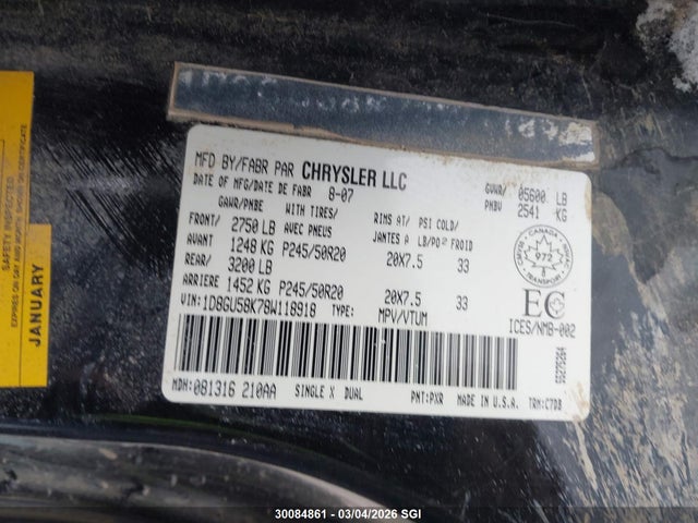 Продажа на аукционе авто 2008 Dodge Nitro Slt/rt, vin: 1D8GU58K78W118918, номер лота: 30084861