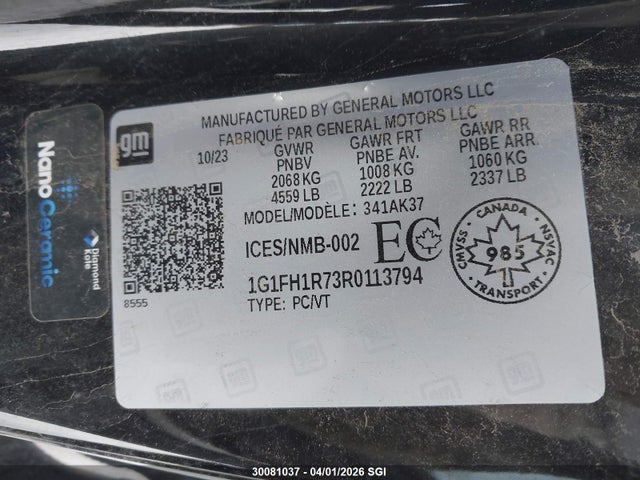 1G1FH1R73R0113794 Chevrolet CAMARO SS
