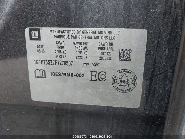 1G1P75SZ7F7279507 Chevrolet Cruze