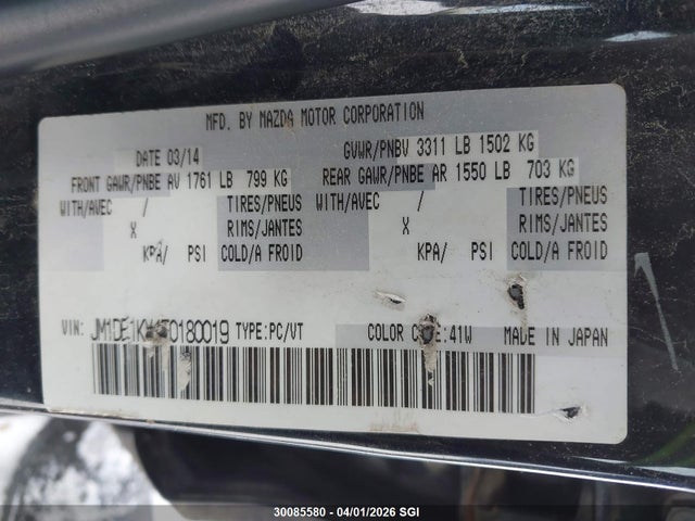 Aukcja sprzedaży 2014 Mazda Mazda2 Sport, vin: JM1DE1KY4E0180019, numer aukcji: 30085580