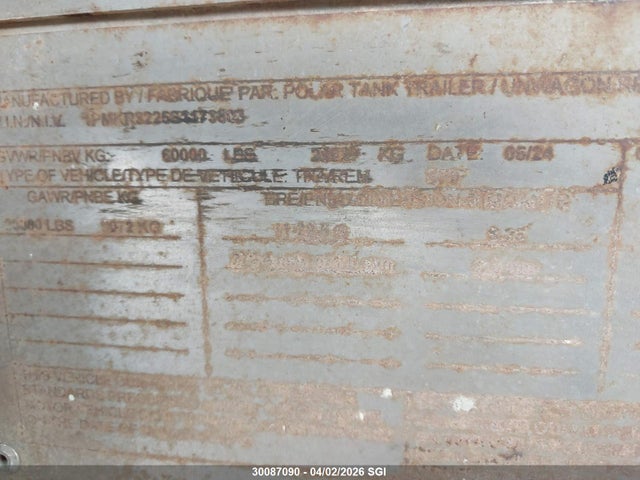 1PMKR3225S1173603 Polar Tank Trailer