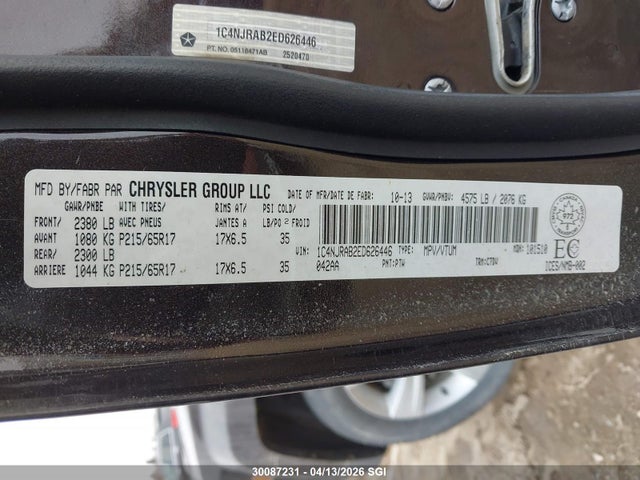 Продаж на аукціоні авто 2014 Jeep Patriot, vin: 1C4NJRAB2ED626446, номер лоту: 30087231