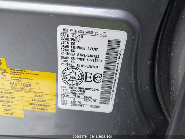 Продажа на аукционе авто 2010 Infiniti Fx50, vin: JN8BS1MW8AM830375, номер лота: 30087979