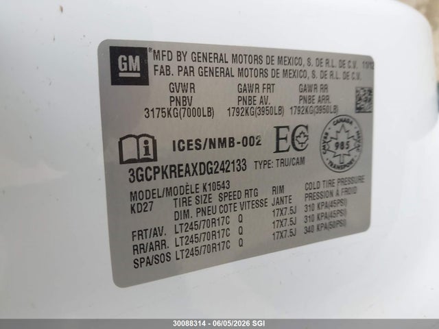 2013 Chevrolet Silverado K1500 Ls მანქანა იყიდება აუქციონზე, vin: 3GCPKREAXDG242133, აუქციონის ნომერი: 30088314