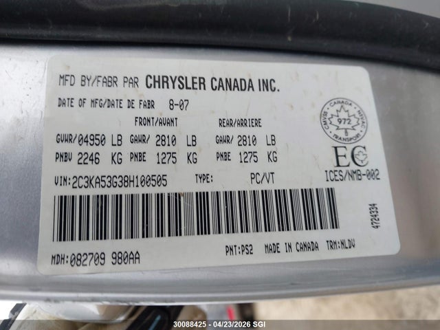 Продаж на аукціоні авто 2008 Chrysler 300 Touring, vin: 2C3KA53G38H100505, номер лоту: 30088425