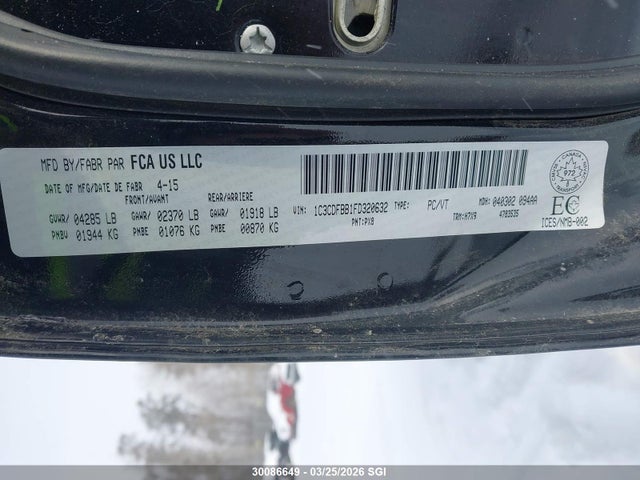 2015 Dodge Dart Sxt მანქანა იყიდება აუქციონზე, vin: 1C3CDFBB1FD320632, აუქციონის ნომერი: 30086649