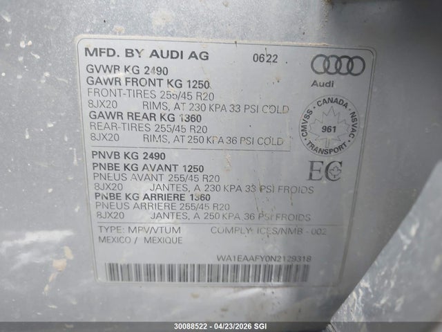WA1EAAFY0N2129318 Audi Q5 Premium Plus 45