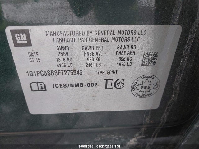1G1PC5SB8F7275545 Chevrolet CRUZE LT
