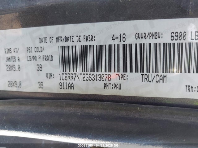 1C6RR7NT2GS313078 RAM 1500 Laramie