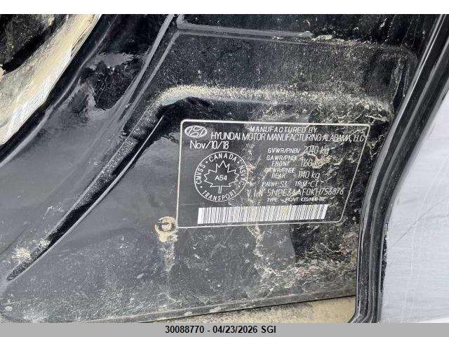 5NPE34AF0KH756876 Hyundai Sonata Limited/sel/sport