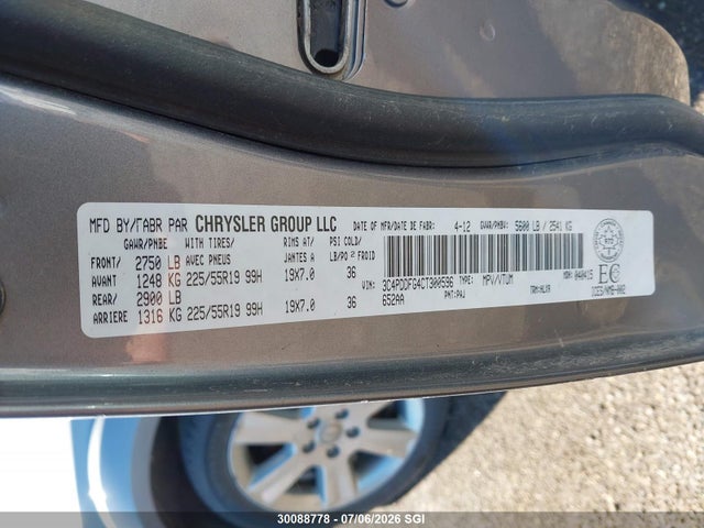 Aukcja sprzedaży 2012 Dodge Journey R/t, vin: 3C4PDDFG4CT300596, numer aukcji: 30088778