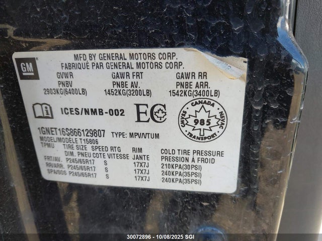 2006 Chevrolet Trailblazer Ext Ls/ext Lt მანქანა იყიდება აუქციონზე, vin: 1GNET16S866129807, აუქციონის ნომერი: 30072896
