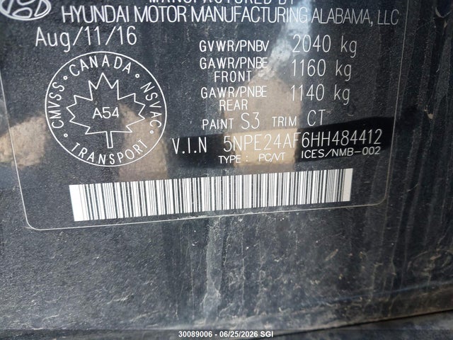 Hyundai SONATA SE 2017 5NPE24AF6HH484412 Image 9