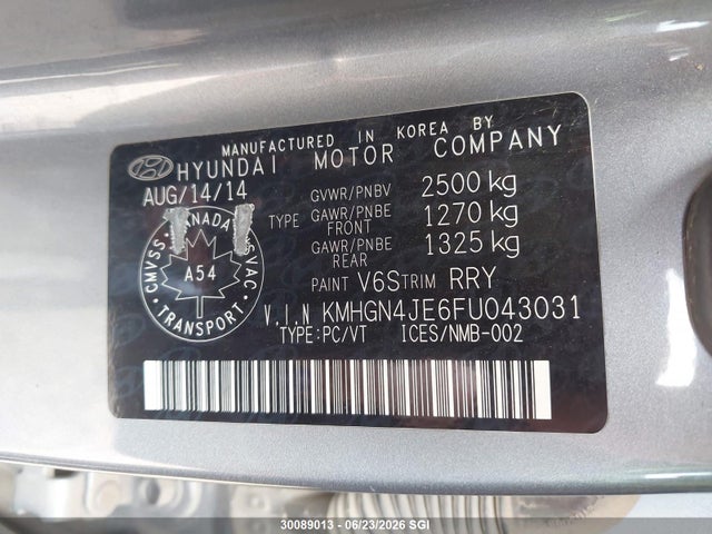 Продаж на аукціоні авто 2015 Hyundai Genesis 3.8l, vin: KMHGN4JE6FU043031, номер лоту: 30089013