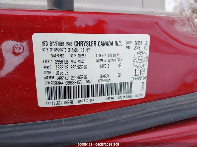 Aukcja sprzedaży 2008 Dodge Grand Caravan Se, vin: 2D8HN44H68R666455, numer aukcji: 30089121