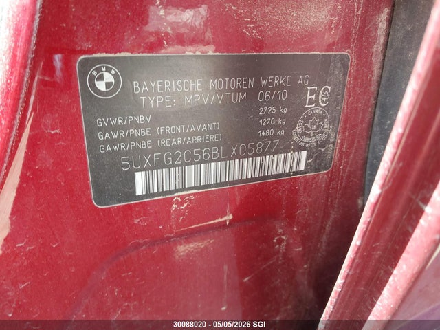 30088020 :رقم المزاد ، 5UXFG2C56BLX05877 vin ، 2011 Bmw X6 Xdrive35i مزاد بيع