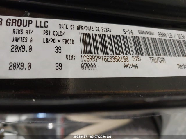 Продаж на аукціоні авто 2014 Ram 1500 Longhorn, vin: 1C6RR7PT8ES390189, номер лоту: 30089477