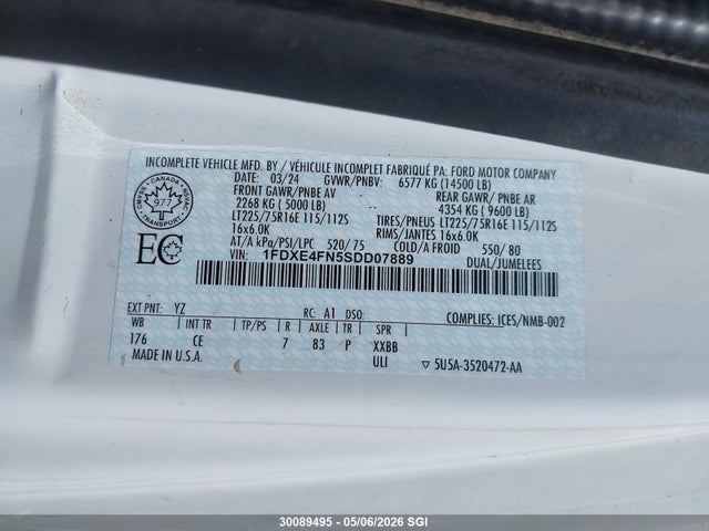 Aukcja sprzedaży 2025 Ford Econoline E450 Super Duty Cutaway Van, vin: 1FDXE4FN5SDD07889, numer aukcji: 30089495