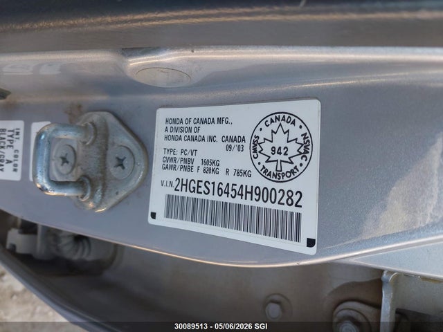 Продаж на аукціоні авто 2004 Honda Civic Dx, vin: 2HGES16454H900282, номер лоту: 30089513