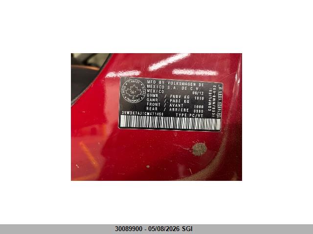Продажа на аукционе авто 2012 Volkswagen Jetta Se, vin: 3VWDX7AJ1CM471456, номер лота: 30089900