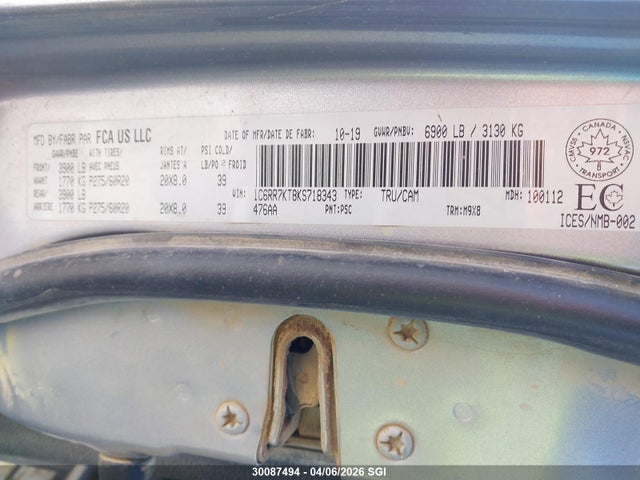 1C6RR7KT8KS718343 RAM 1500 Classic Tradesman
