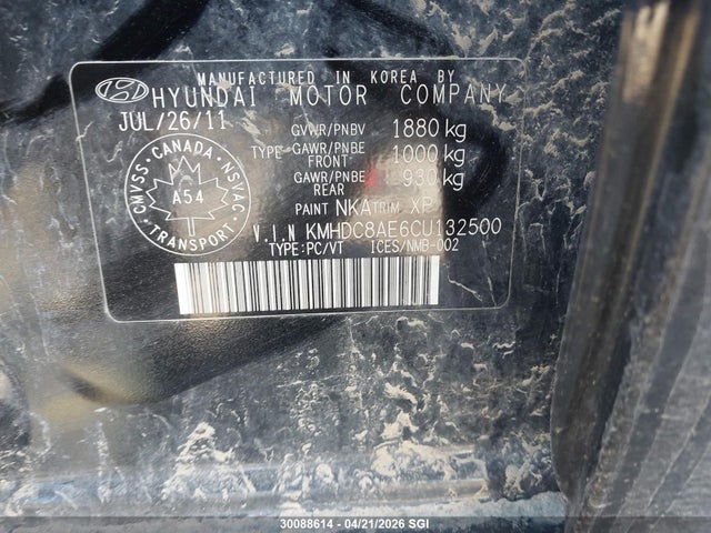 2012 Hyundai Elantra Touring Gls/se მანქანა იყიდება აუქციონზე, vin: KMHDC8AE6CU132500, აუქციონის ნომერი: 30088614