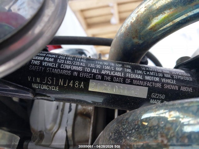 Aukcja sprzedaży 2001 Suzuki Gz250, vin: JS1NJ48A212103153, numer aukcji: 30089061